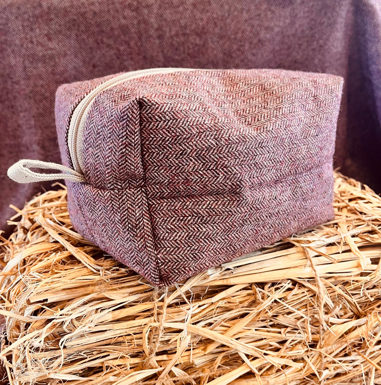 Tweed makeup bag
