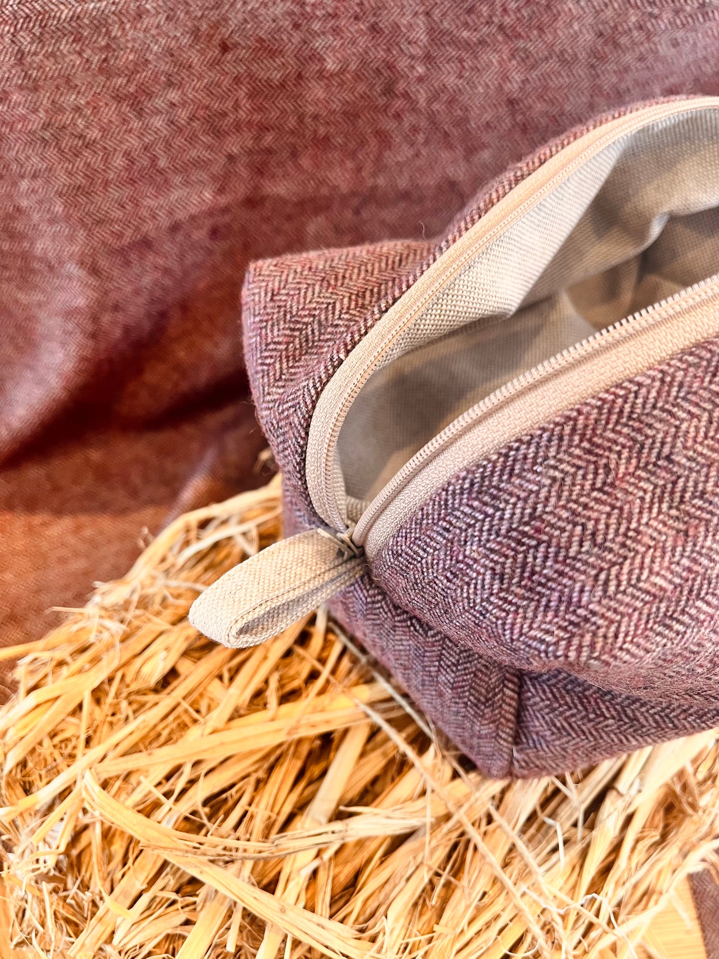 Tweed makeup bag