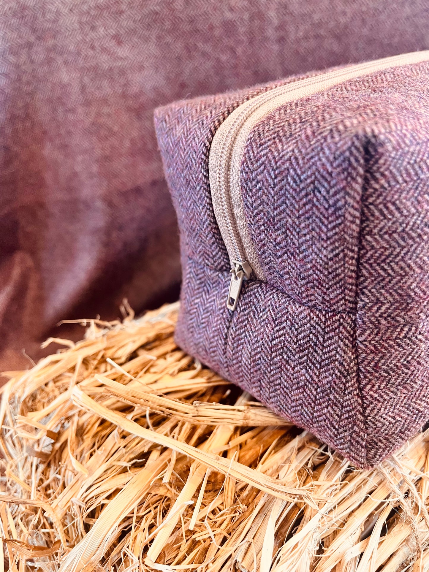Tweed makeup bag