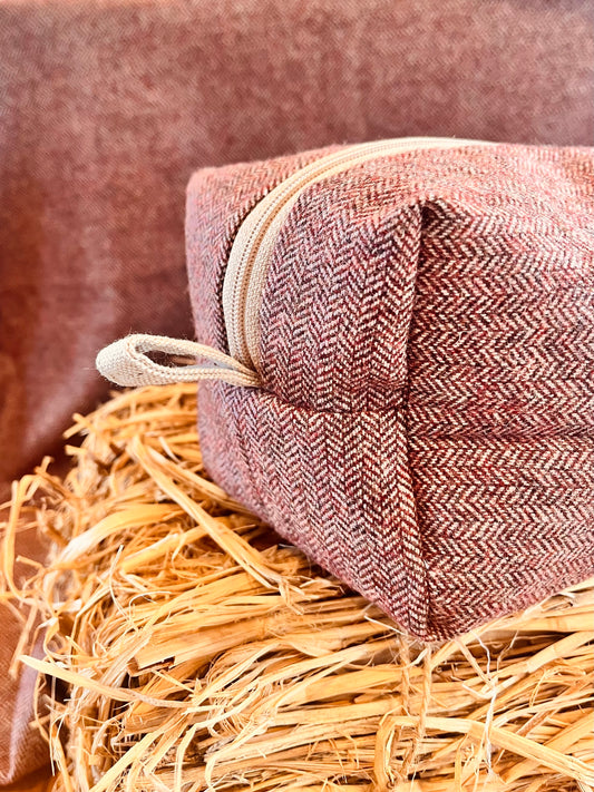 Tweed makeup bag