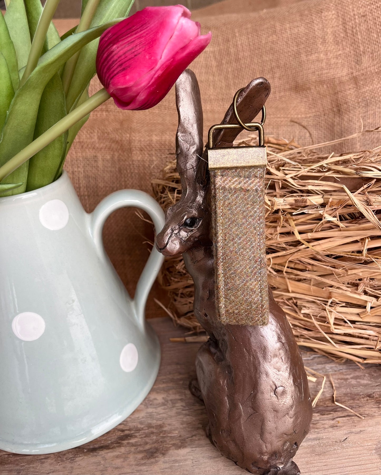 Green Tweed Key Fob