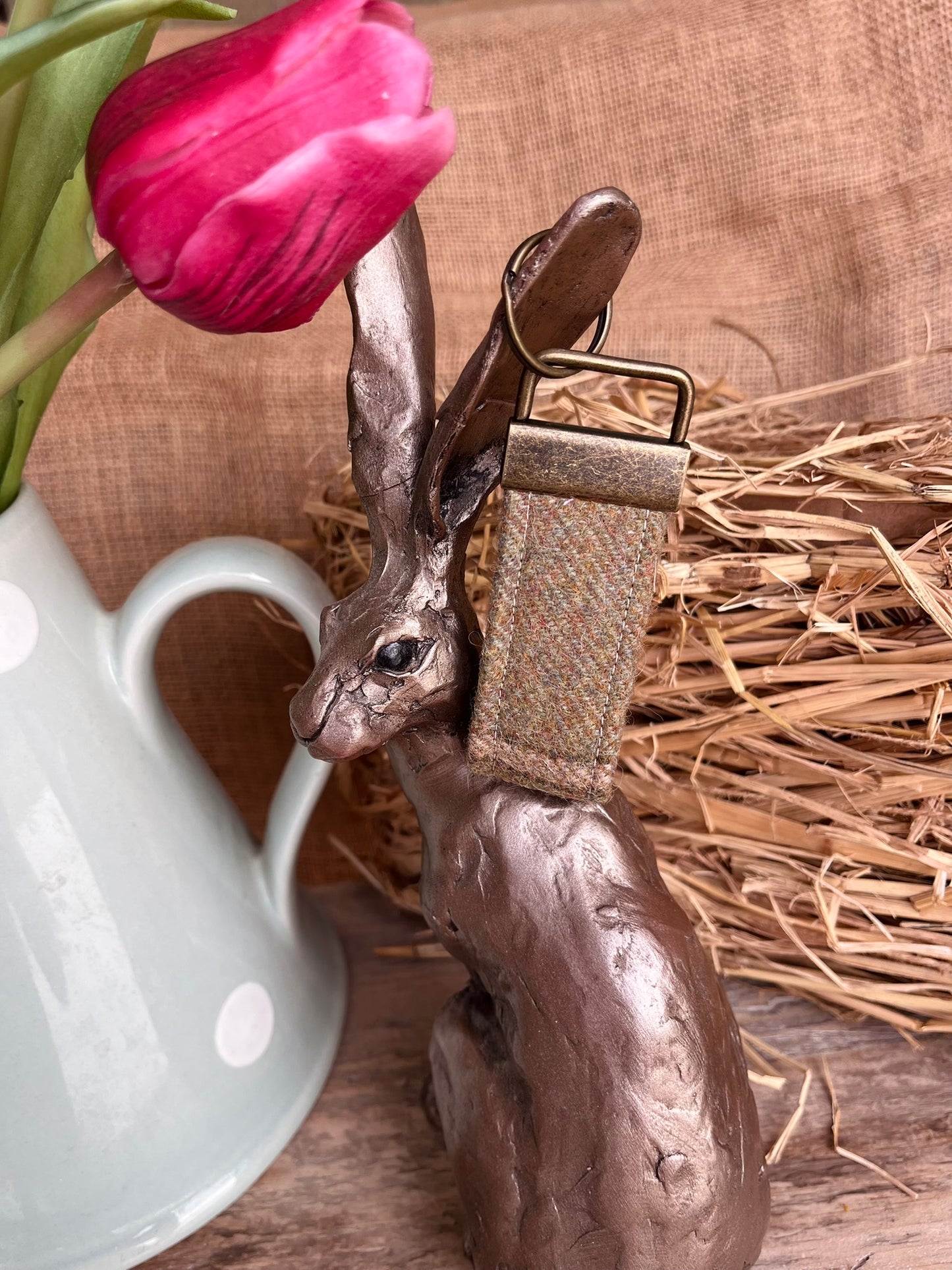 Green Tweed Key Fob