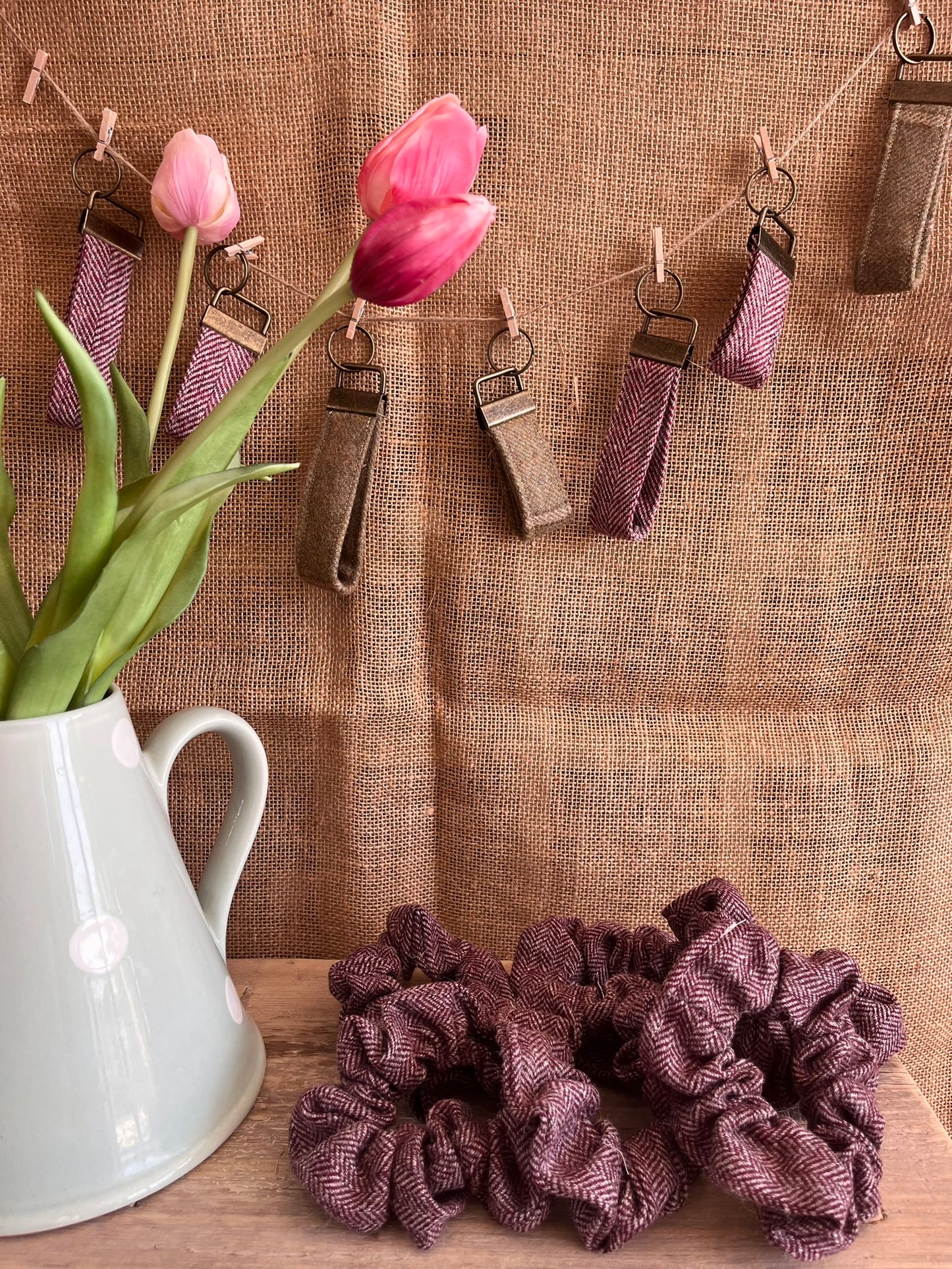 Plum Tweed Key Fob